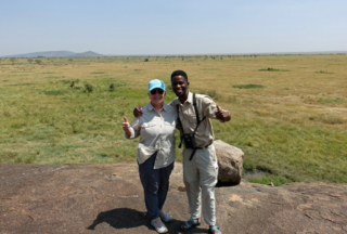 Gong Rock, all the black on the horizon is the wildebeest migration