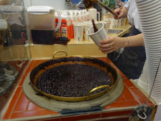 Tapioca pearls cooked in brown sugar