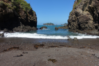 The tide is coming in and will cover this beach soon